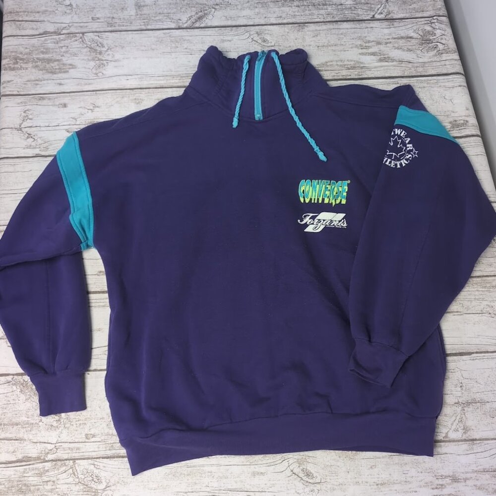 Vintage Converse Purple and Teal 90's Made in Canada Sweater Size Large